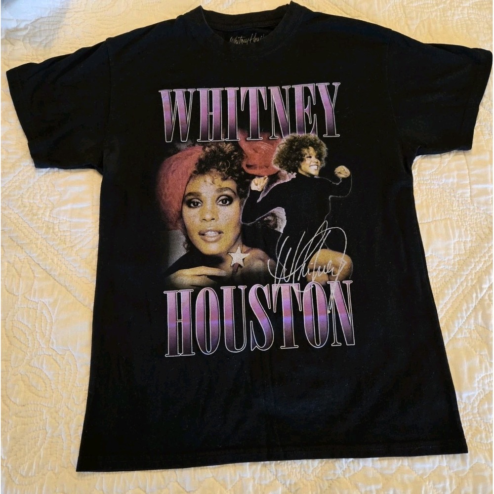 Whitney Houston T-shirt Medium Black Pop 80's R&B Actress Bodyguard M Womens